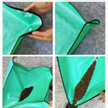 طي حصيرة إعادة الزراعة وتثبيت أزرار الأركان لرفع الحواف | Folding the repotting mat and fastening the corner buckles to raise the sides