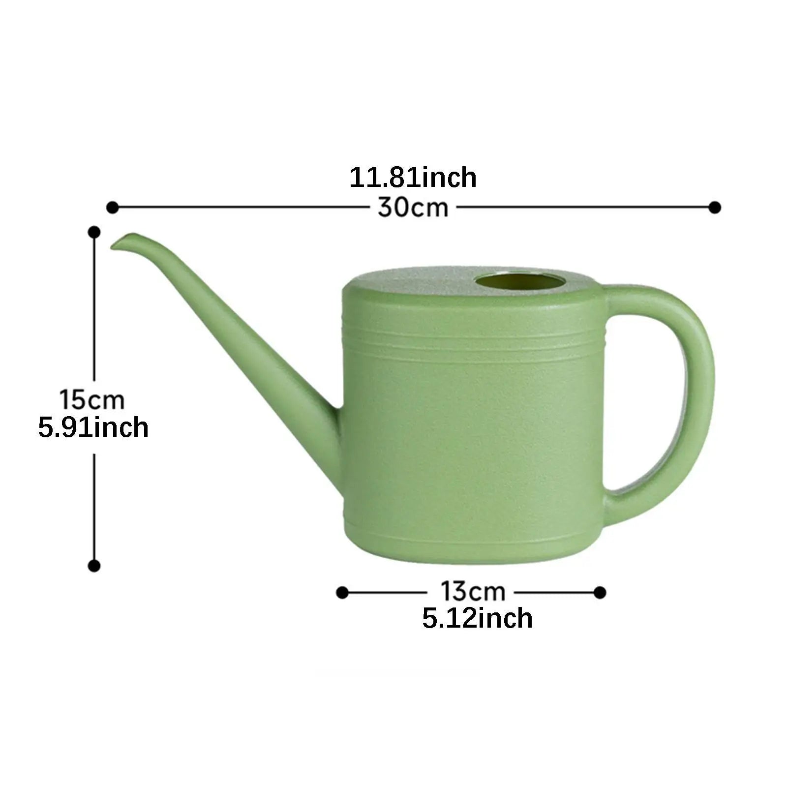 مخطط أبعاد المرشّة — طول 30 سم × ارتفاع 15 سم × عمق 13 سم | Watering can dimension diagram — 30 cm long, 15 cm high, 13 cm deep