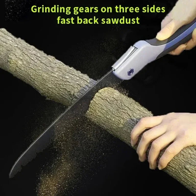 قطع غصن خشبي بواسطة منشار التقليم القابل للطي | Cutting a wooden branch with the folding pruning saw