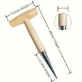 أداة حفر جور البذور بمقبض خشبي مع أبعاد 28 سم | Wooden-handled seed dibbler shown with its 28 cm dimension