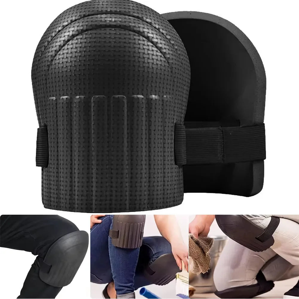 زوج واقيات ركبتين إسفنجية سوداء مع حزام تثبيت | Pair of black foam knee pads with fastening straps