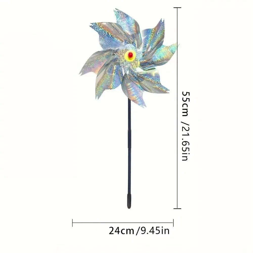 مخطط مقاسات الدوّار الهوائي — ارتفاع 55 سم وقطر 24 سم | Windmill dimension diagram — 55 cm tall, 24 cm spinner diameter