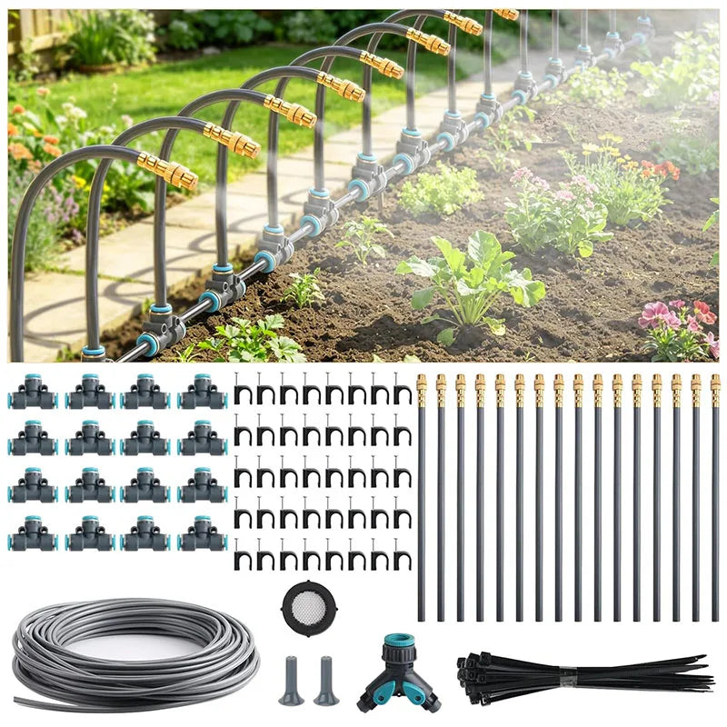 Automatic Garden Drip System with 16 Adjustable Nozzles — 100 ft