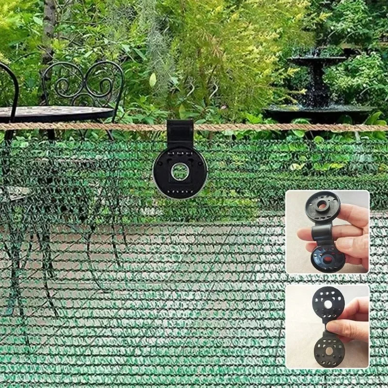 المشابك مستخدمة لتثبيت شبك الحديقة على الحبال | Clips used to fasten garden netting to ropes