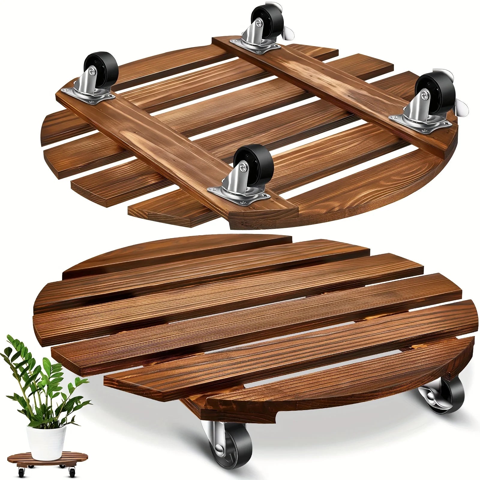 30 cm Rolling Plant Pot Caddy with Lockable Casters