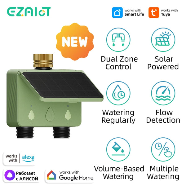 Solar Smart Irrigation Timer — Two Zones with Flow Metering