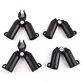 وصلات تثبيت متقاطعة سوداء لدعامات النباتات من أربع زوايا | Black cross-shaped plant stake connectors shown from four angles
