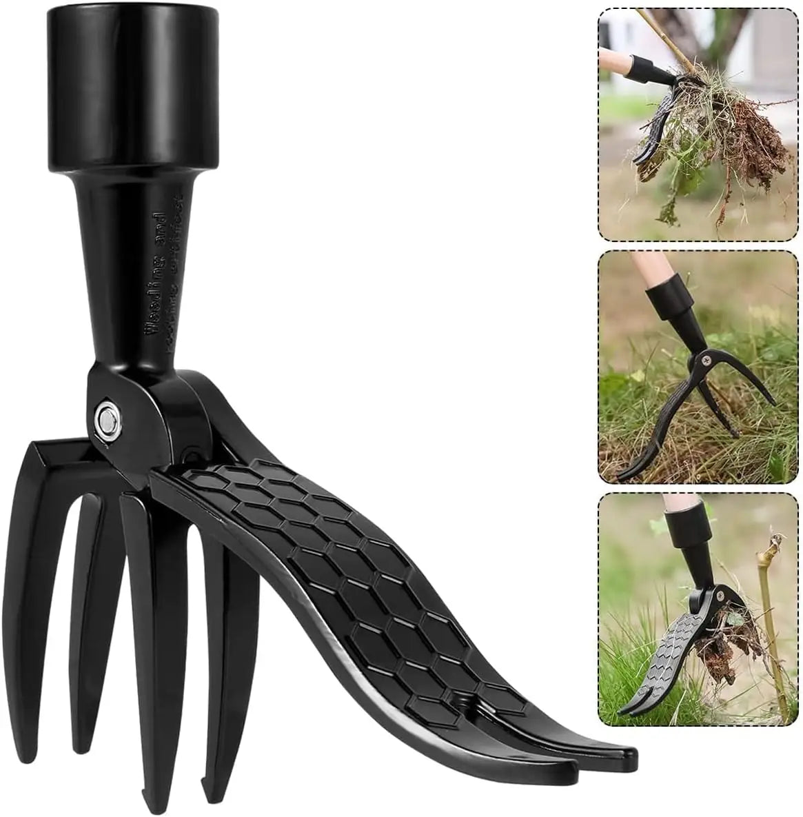 No-Bend Foot-Operated Weed Puller Head
