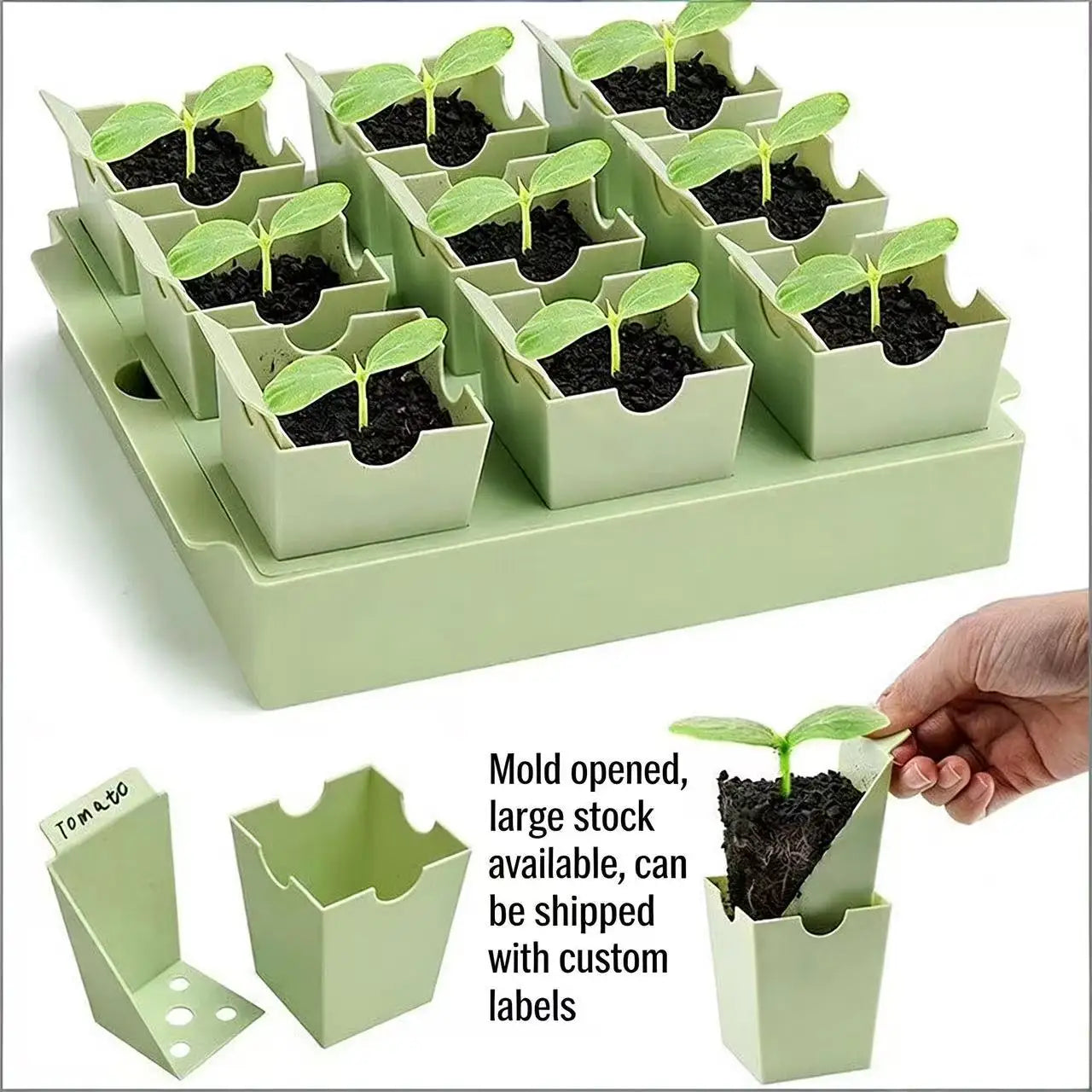 Reusable Seed Starting Tray Set with Plant Labels