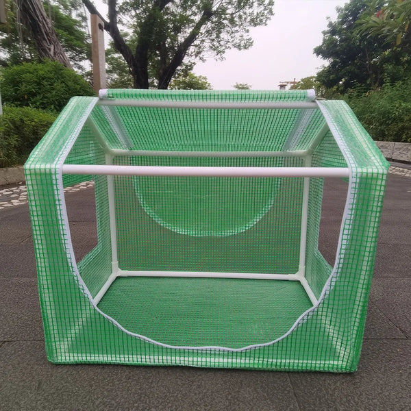 بيت نباتات صغير محمول بإطار PVC وغطاء PE أخضر مقوّى — 60 × 40 × 50 سم