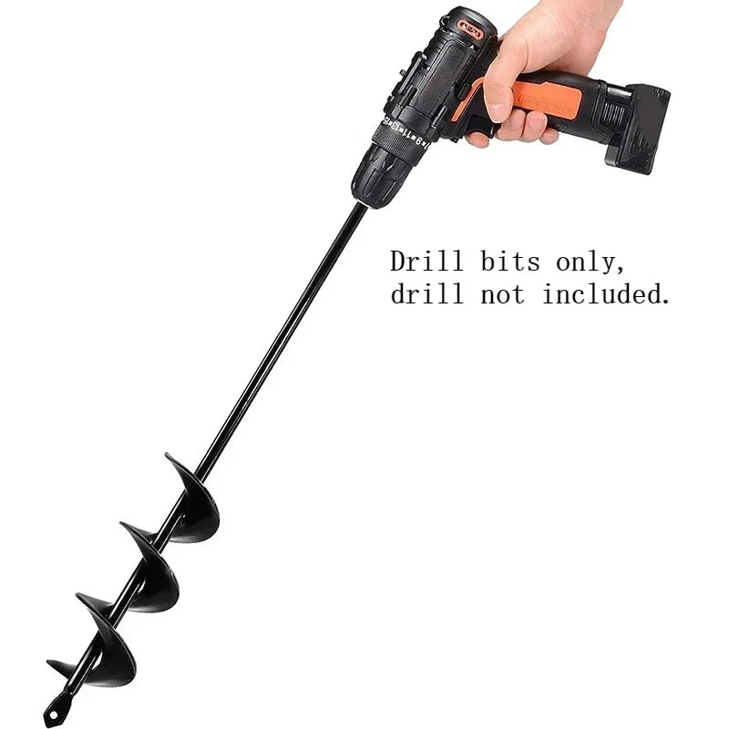 مثقاب حلزوني لحفر التربة مركّب على مثقاب كهربائي غير مرفق | Spiral earth auger bit fitted to an electric drill, which is not included