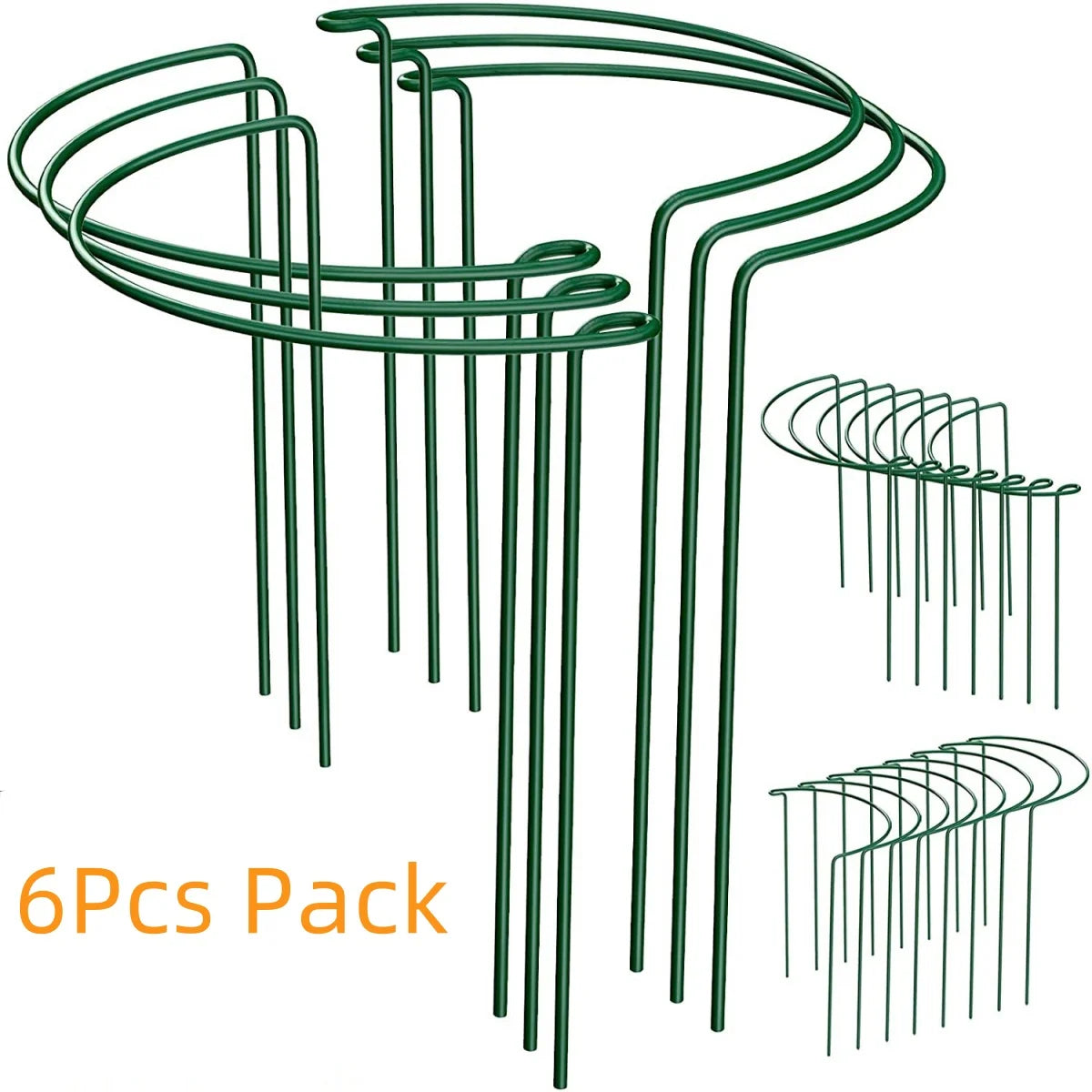 Half-Round Metal Plant Support Rings — 6 Pack